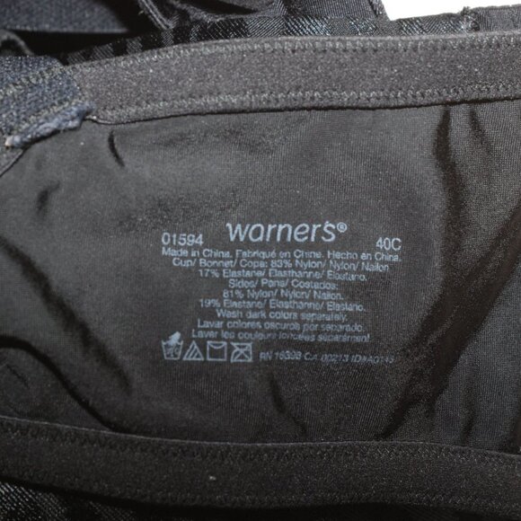 Warner's 40C Zebra Print Padded Bra Triple Hook Latch Back Shiny Black EUC - Picture 5 of 5